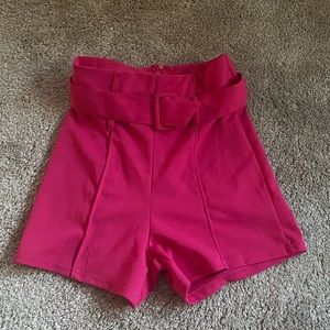 pink high waisted belted paperbag shorts size small